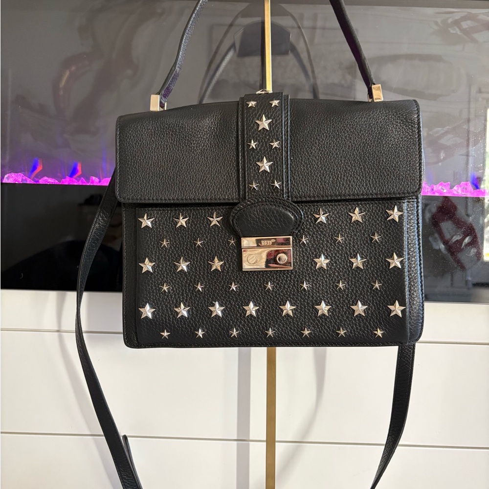 Valentino (RED) Black Star-Studded shoulder bag